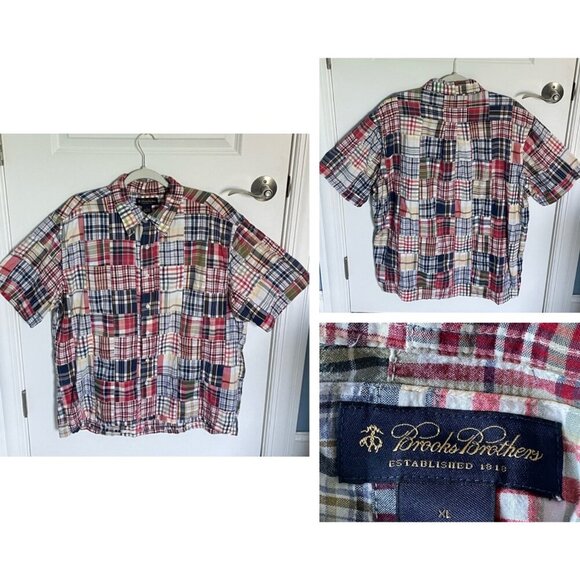 Brooks Brothers Patchwork Plaid madras Short Sleeve Button Down 35954 - Picture 13 of 13